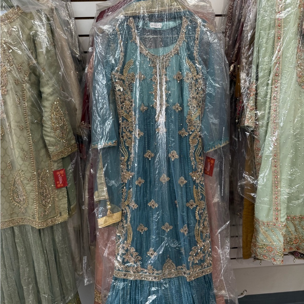 Elegant Teal Embroidered Suit